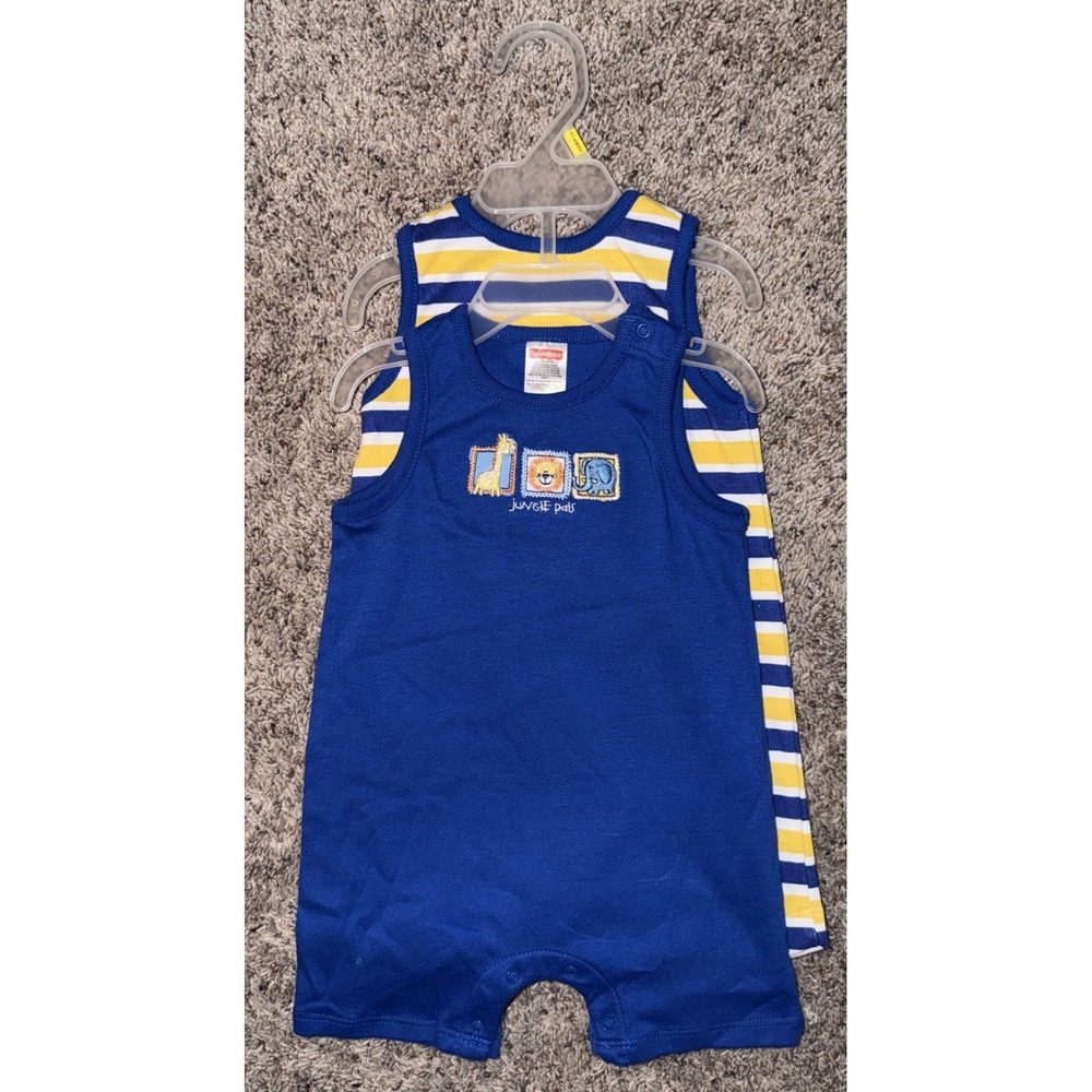 Fisher Price Baby Boys 3-6 Month 2‎ Romper Outfits 2010 New Jungle Pals